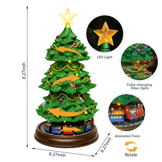 Rotating Train Christmas Tree 15.7” Lighted Musical Tabletop Decoration