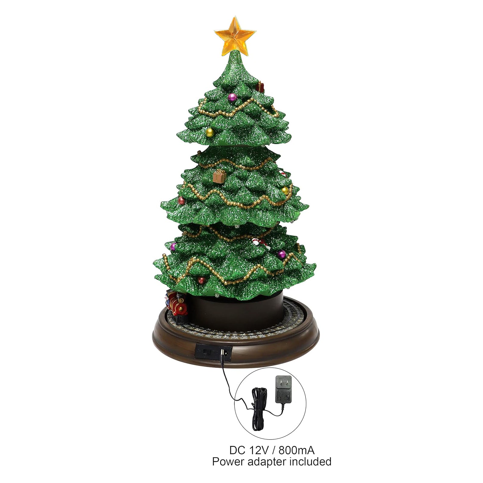 Rotating Train Christmas Tree 15.7” Lighted Musical Tabletop Decoration