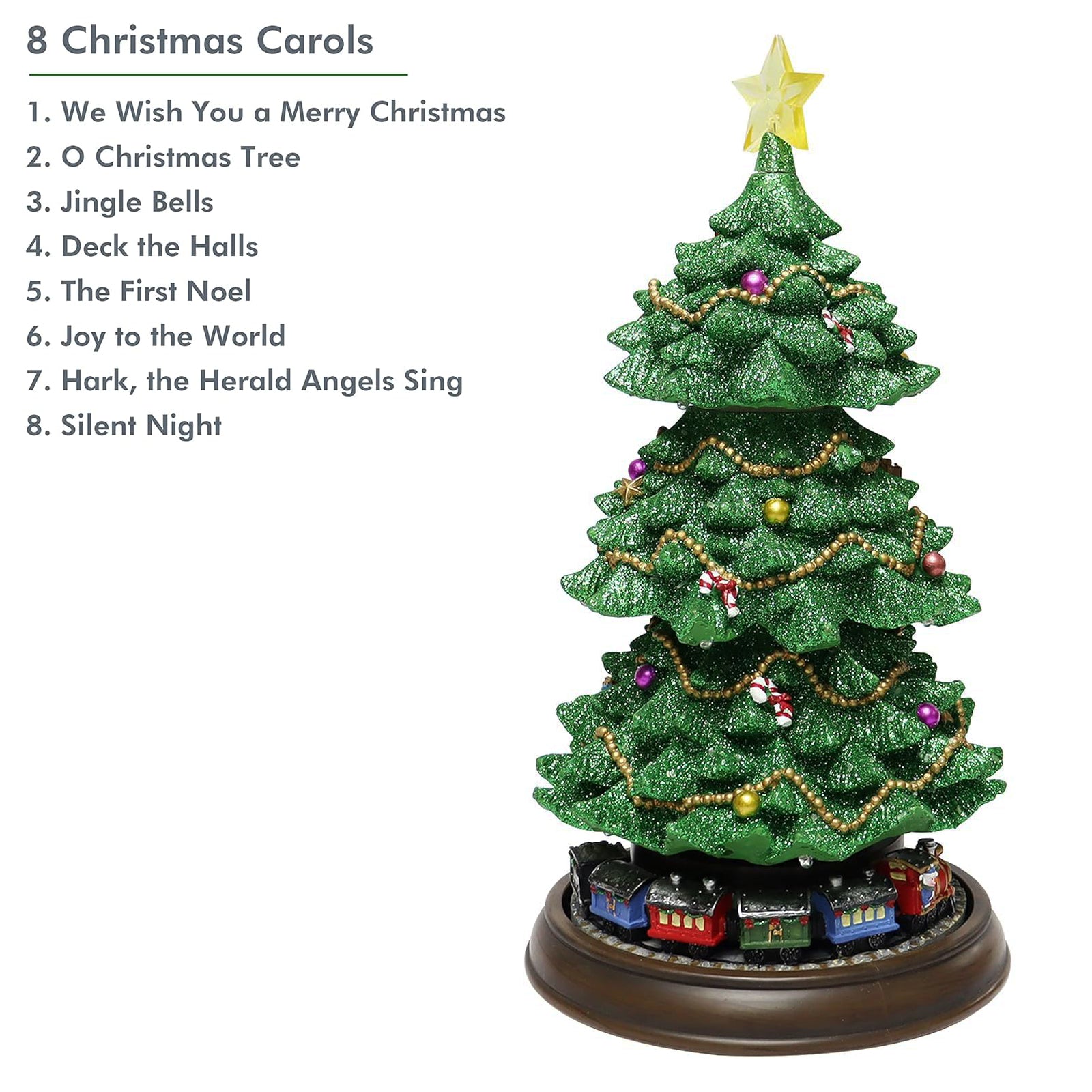 Rotating Train Christmas Tree 15.7” Lighted Musical Tabletop Decoration