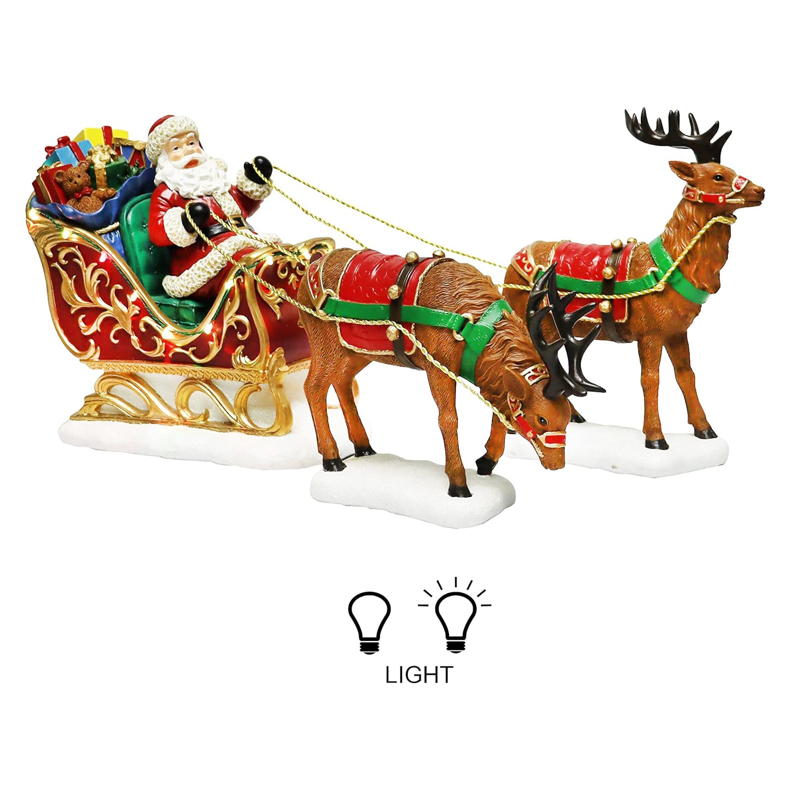 Santa Riding Sleigh with Reindeer Christmas Decoration LED Lighted Tabletop Display