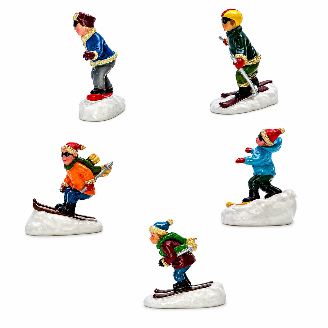 Figures Hand Painted Miniature Winter Scene Holiday