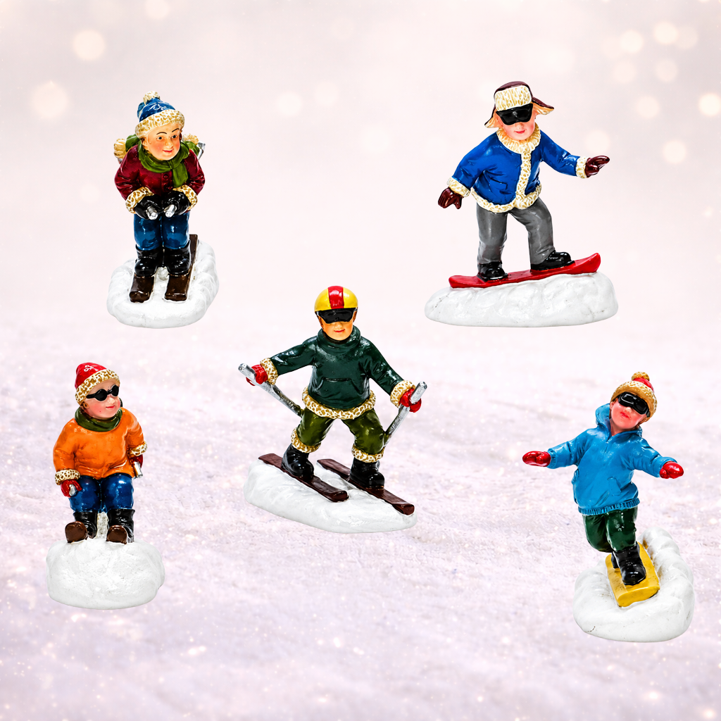 Figures Hand Painted Miniature Winter Scene Holiday