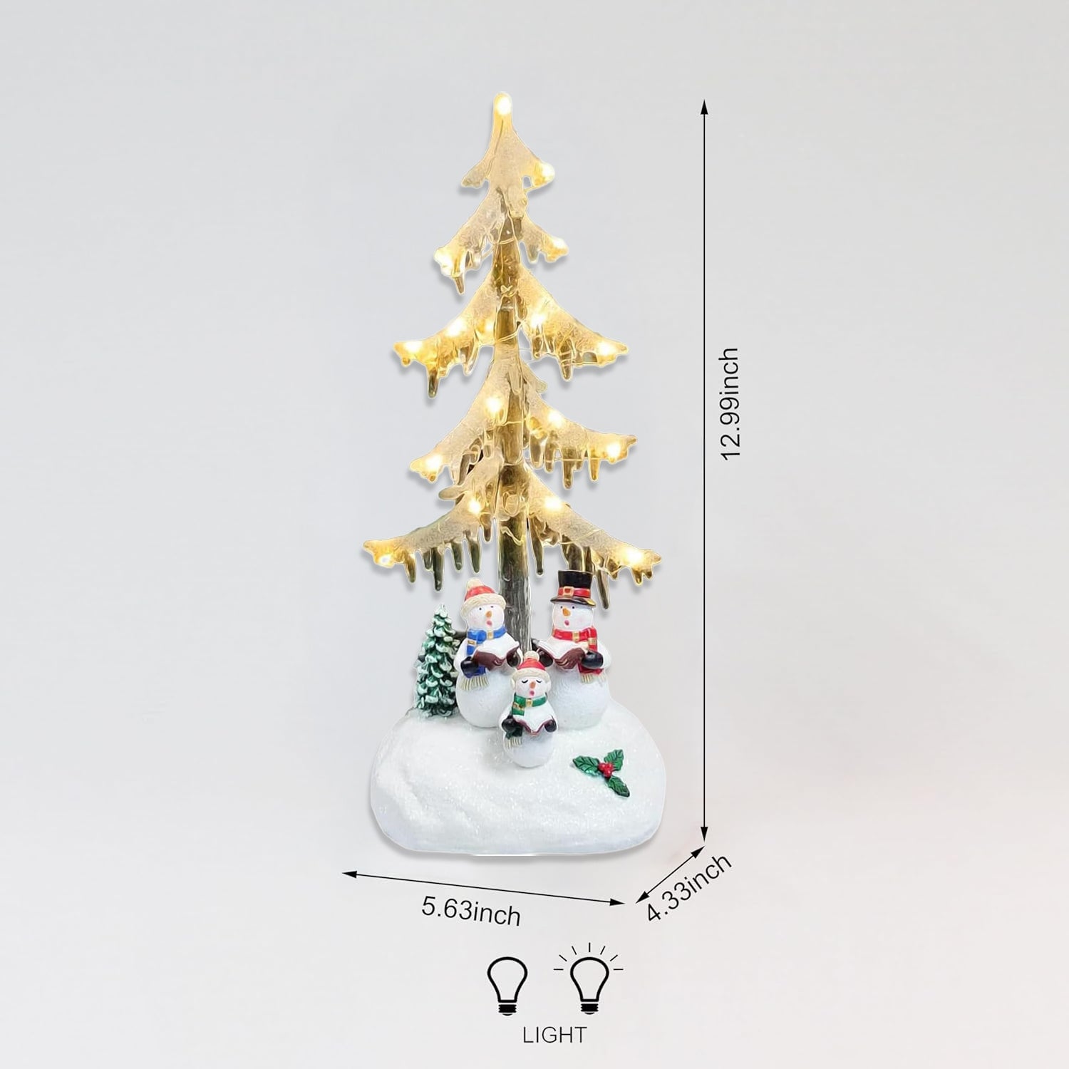 Lighted Acrylic Icicle Tree 12.99”H Snowman Choir