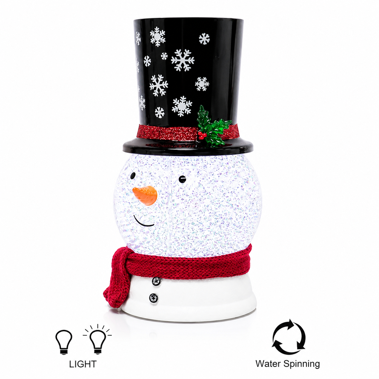 Snowman Snow Globe Water Spinning LED Lighted Snowman