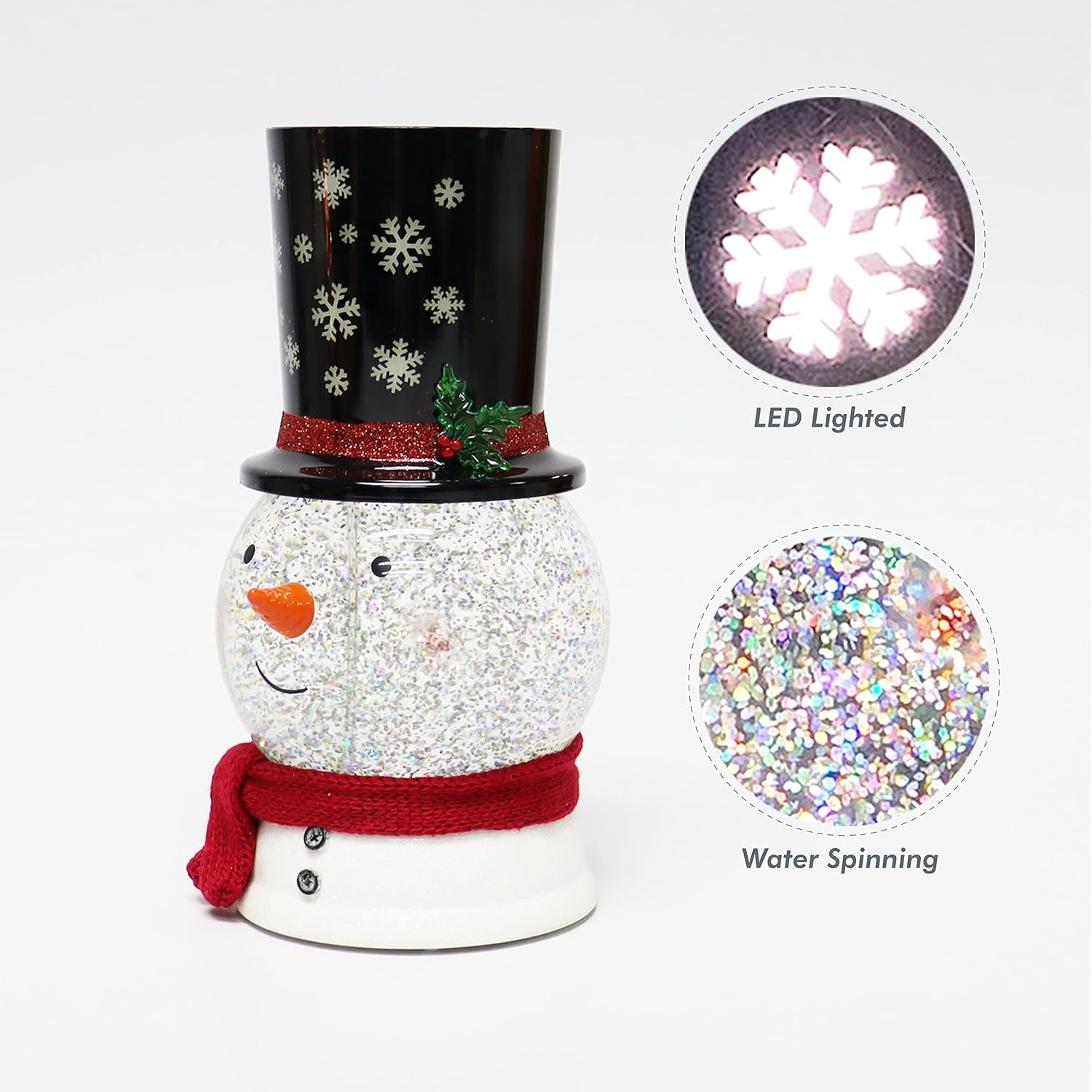 Snowman Snow Globe Water Spinning LED Lighted Snowman