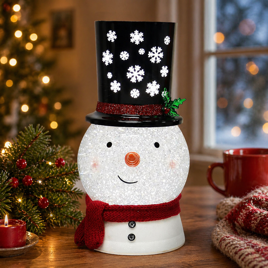 Snowman Snow Globe Water Spinning LED Lighted Snowman