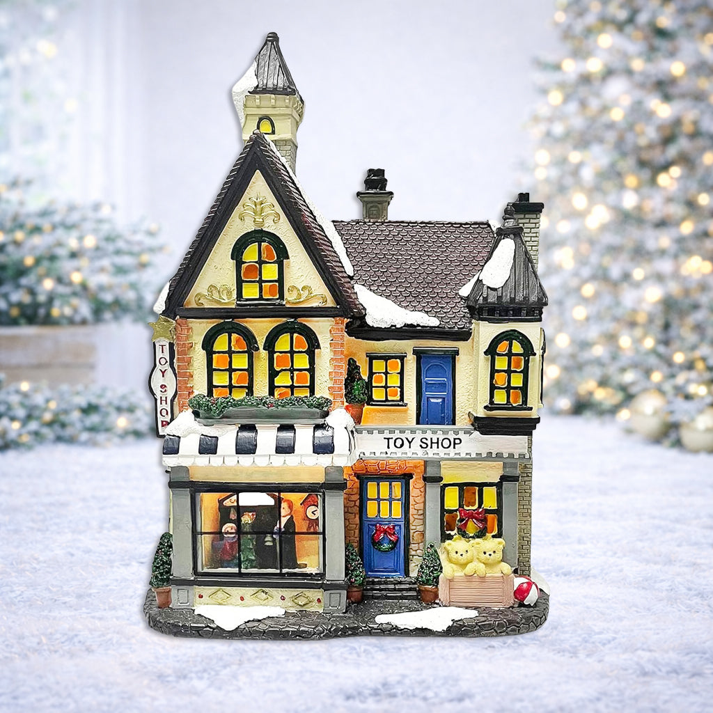 Toy Shop Christmas Village Building 10.8” LED Resin House