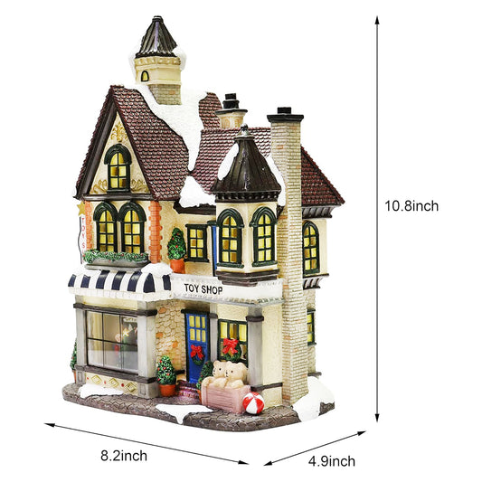 Toy Shop Christmas Village Building 10.8” LED Resin House