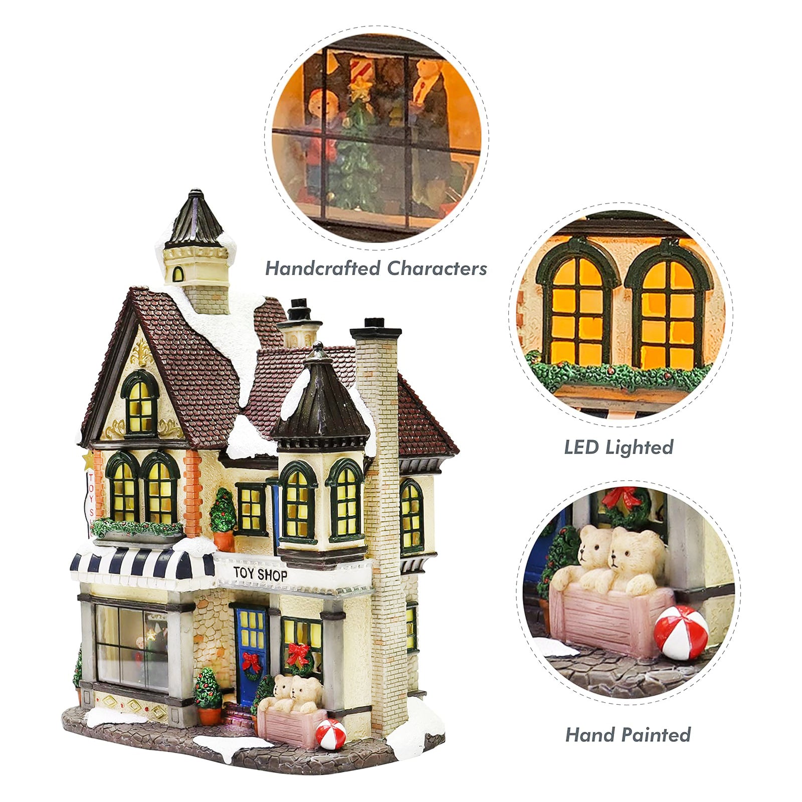 Toy Shop Christmas Village Building 10.8” LED Resin House