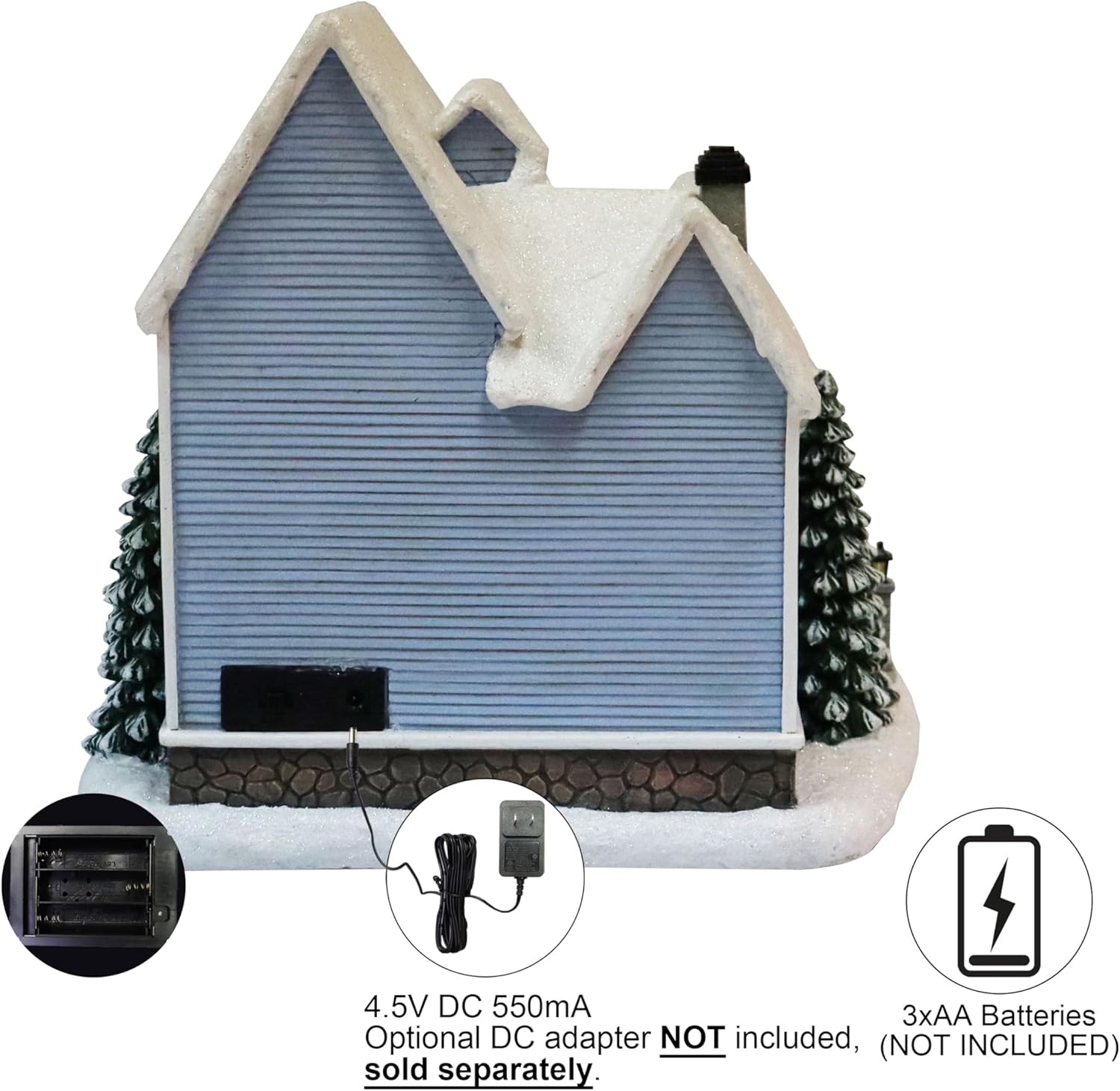Vintage Christmas Village House 8.9” Lighted LED Musical Holiday Building with Snowman, Family Scene