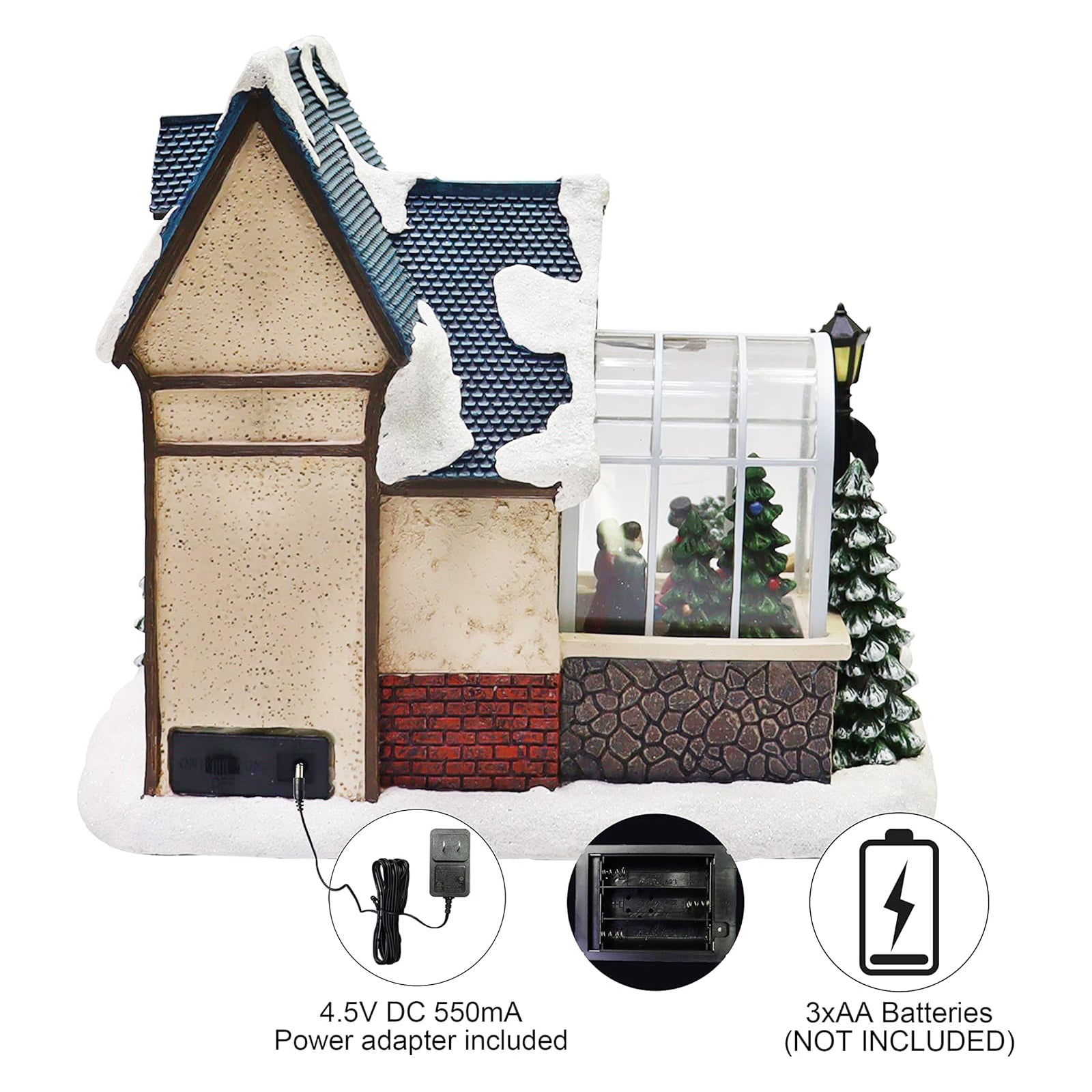 Christmas Village Building Lighted Christmas Shop with LED Lights, Music & Snowman
