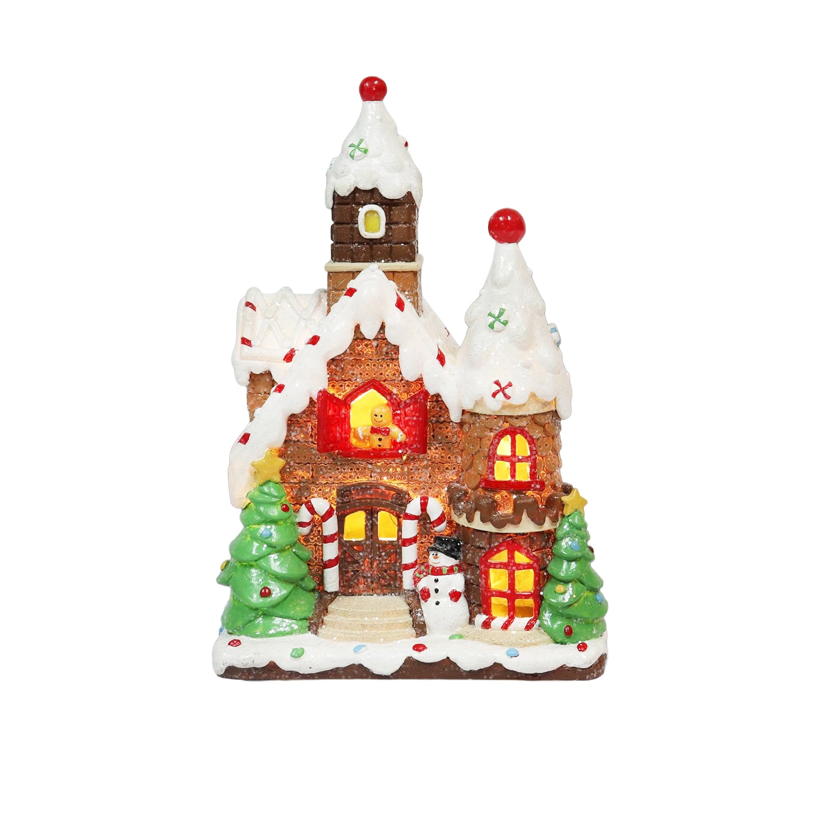 Christmas Gingerbread House Lighted Hand-Painted Resin Holiday House