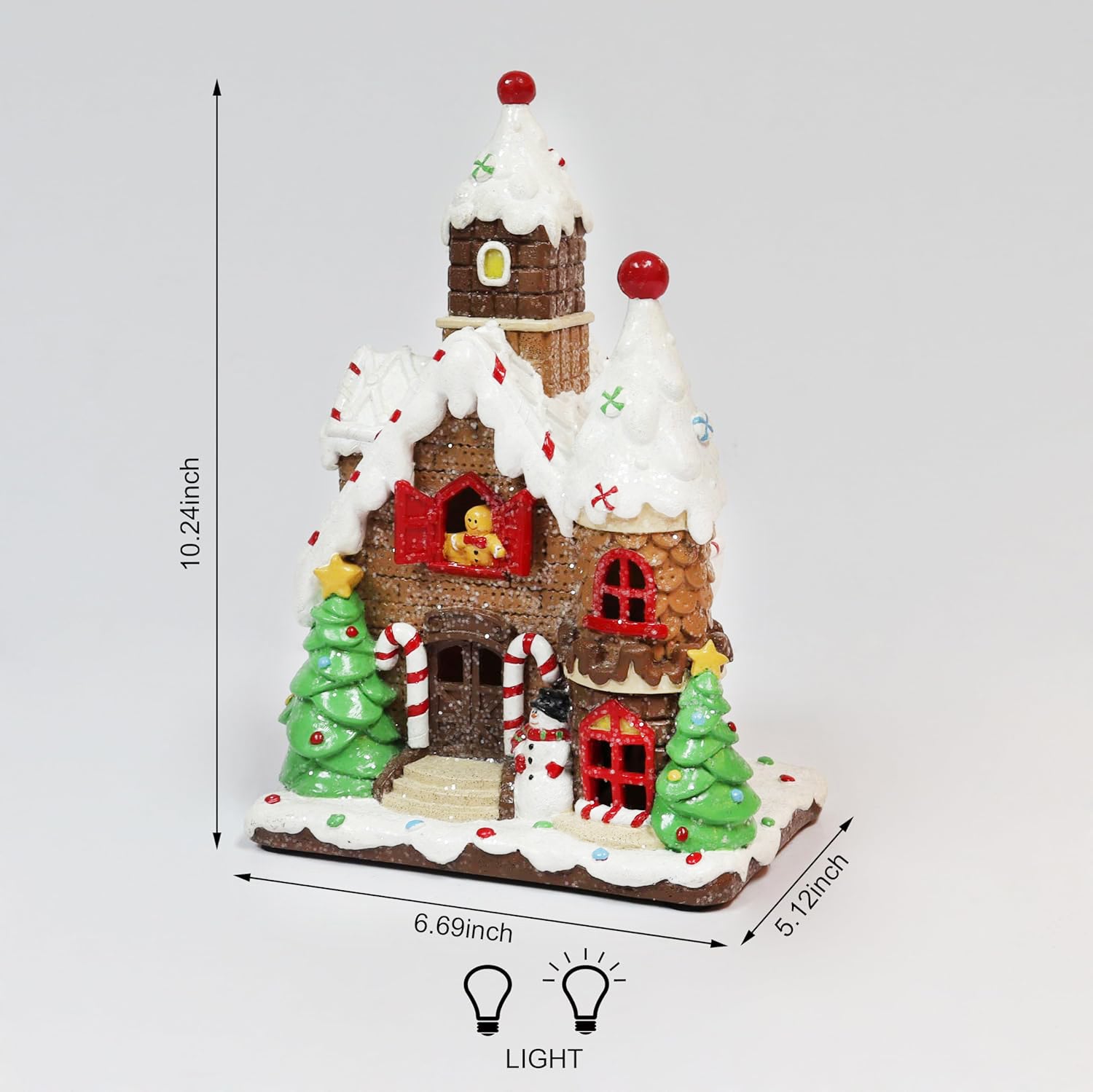 Christmas Gingerbread House Lighted Hand-Painted Resin Holiday House