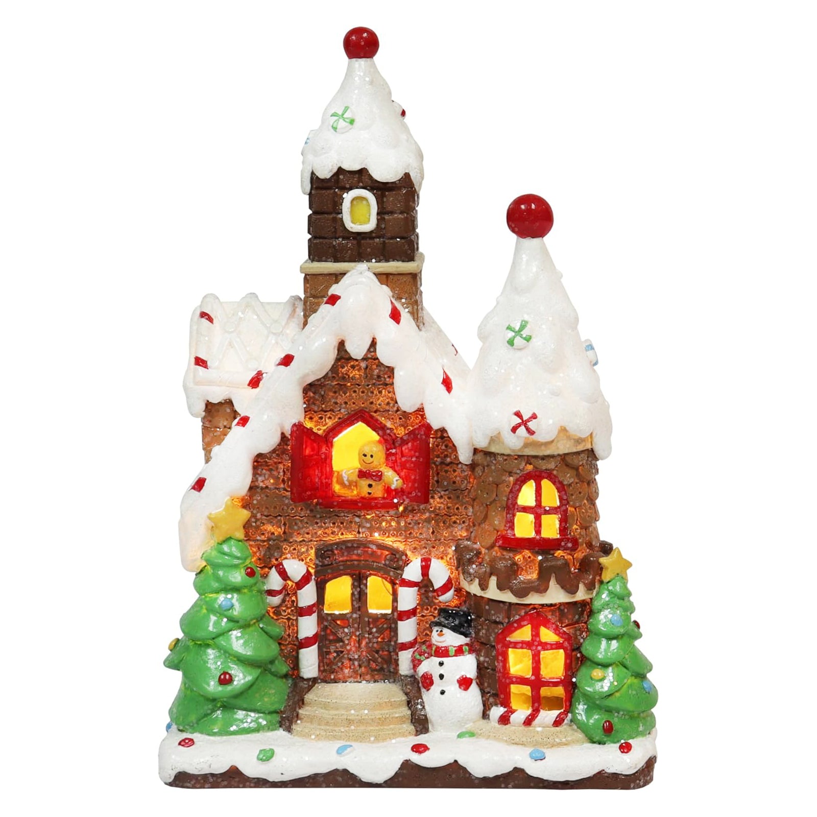 Christmas Gingerbread House Lighted Hand-Painted Resin Holiday House
