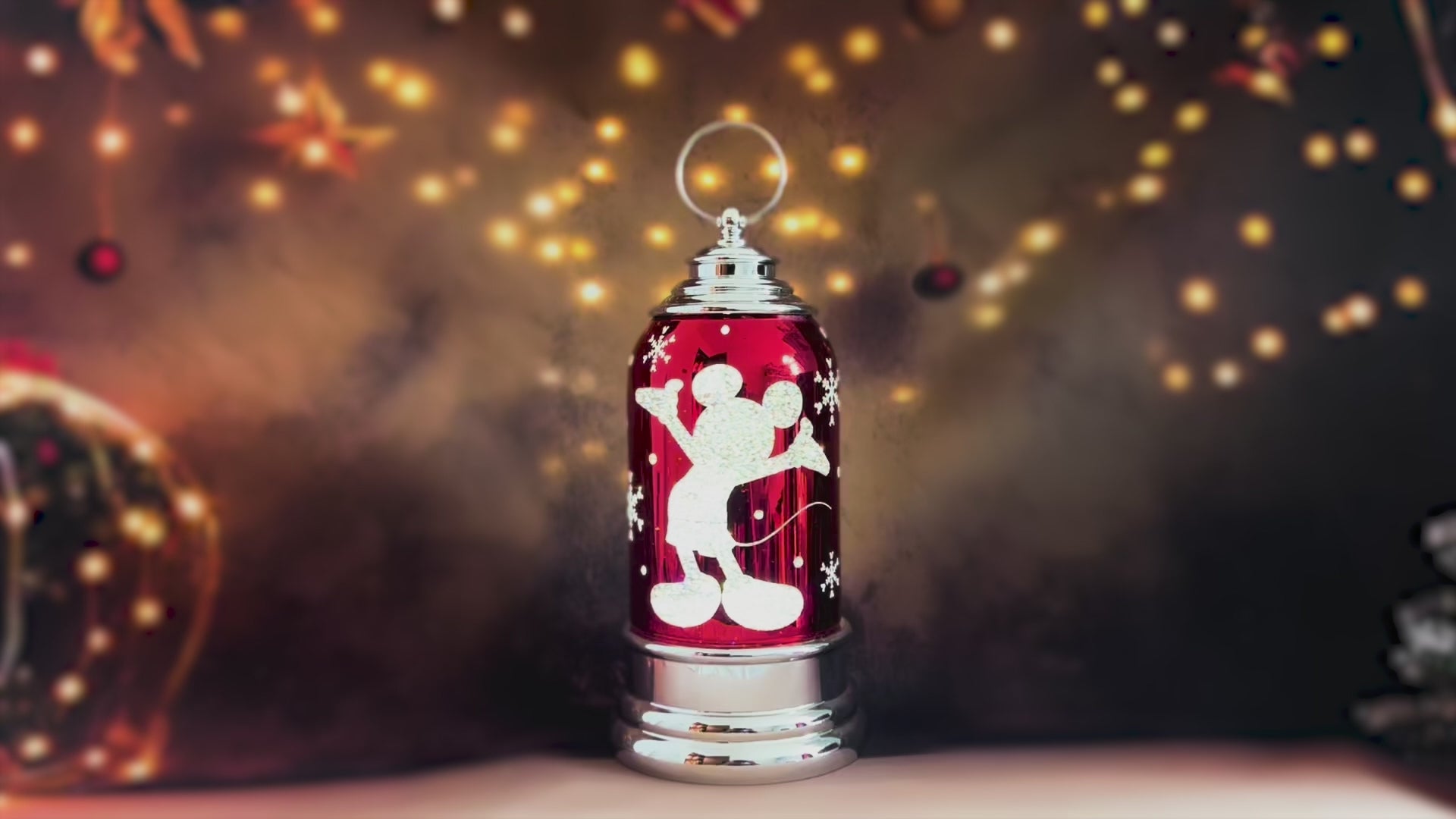 Mickey Mouse Disney Lantern Red LED Water Spinning Decor 10 Inch