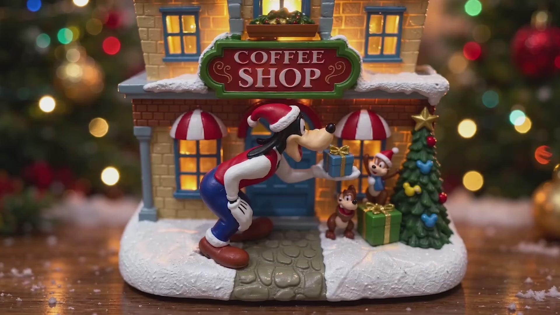 Disney Goofy Coffee Shop Christmas Village Lighted Holiday Decor
